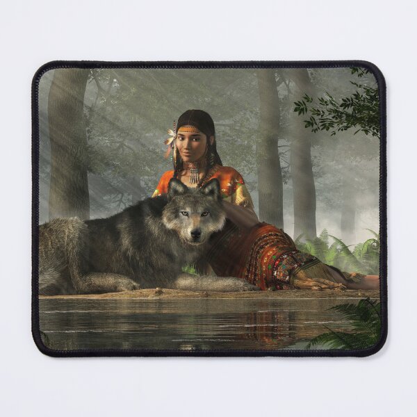 Item preview, Native American Woman and Wolf  designed and sold by Daniel Eskridge.