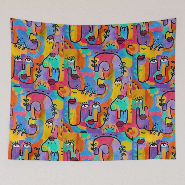Item preview, Colorful abstract faces - Art print designed and sold by Ysivie.
