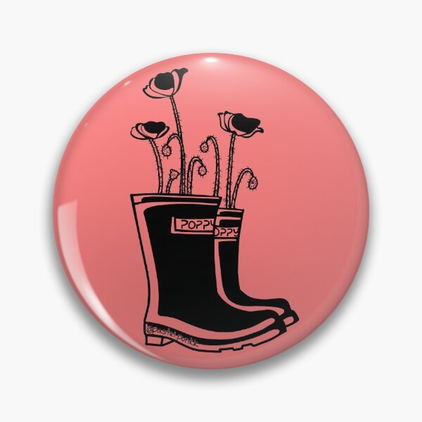Item preview, Poppy Black Lineart Rain Boots designed and sold by Krystal Thomas.