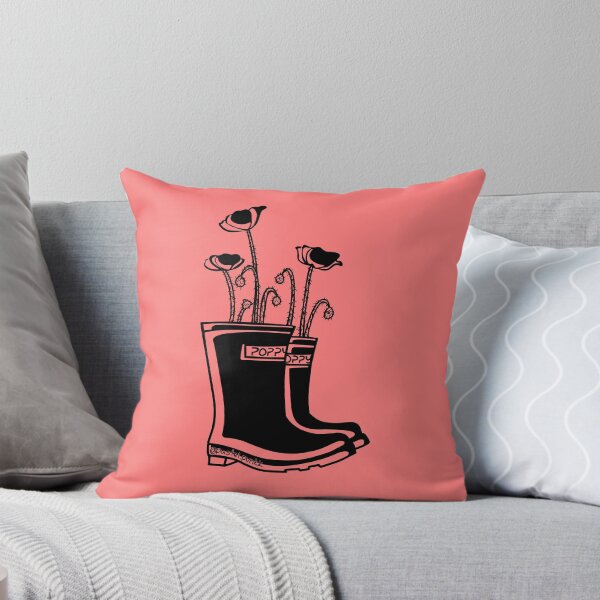 Item preview, Poppy Black Lineart Rain Boots  designed and sold by Krystal  Thomas.