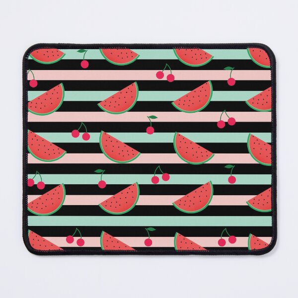 Item preview, Pattern with watermelon and red cherries on striped the background designed and sold by UniqueMw.