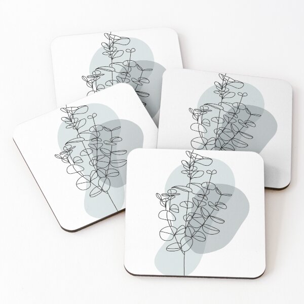 Item preview, Silver Dollar Eucalyptus Line Drawing with Modern Colors designed and sold by makesbymiss.