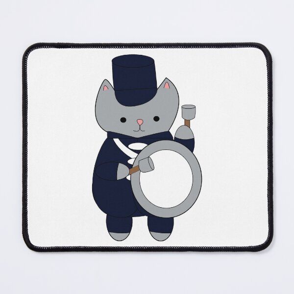 Item preview, Navy Blue and White Marching Band Bass Drum Kitty Cat designed and sold by ValeriesGallery.