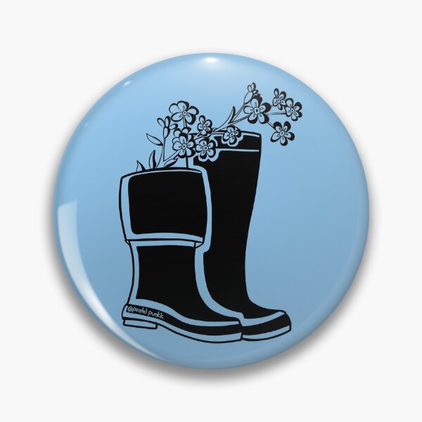 Item preview, Forget Me Not Black Lineart Rain Boot designed and sold by Krystal  Thomas.