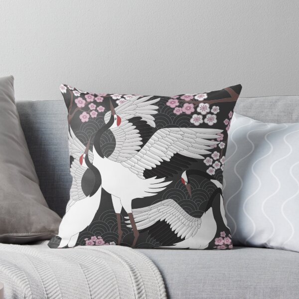 Japanese Cranes Throw Pillow