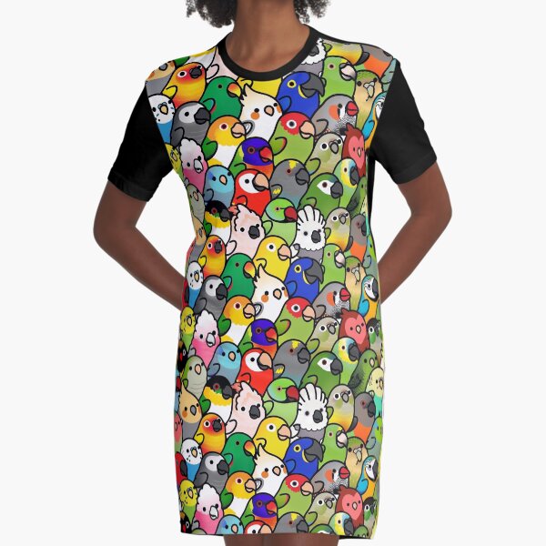 Everybirdy Pattern Graphic T-Shirt Dress
