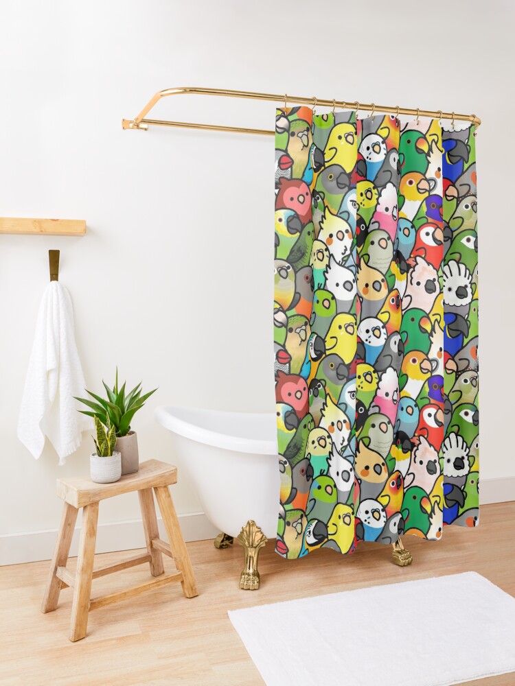 Alternate view of Everybirdy Pattern Shower Curtain