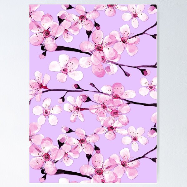 Item preview, Cherry blossom watercolor pink  designed and sold by MagentaRose.