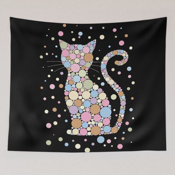 Item preview, Cat silhouette made with color dots designed and sold by StencilMyst ..