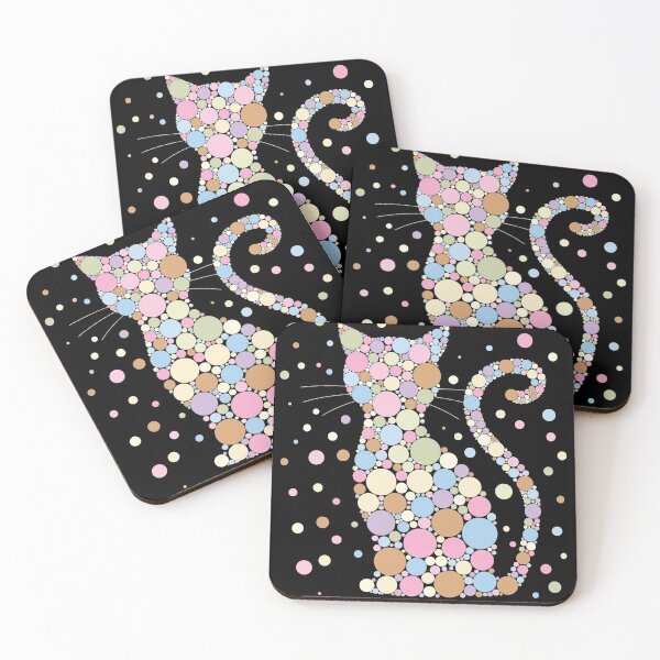 Item preview, Cat silhouette made with color dots designed and sold by StencilMyst ..