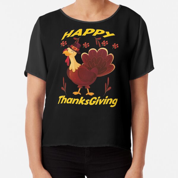 happy thanksgiving Happy Hallowthanksmas Halloween THANKSGIVING gift Chiffon Top