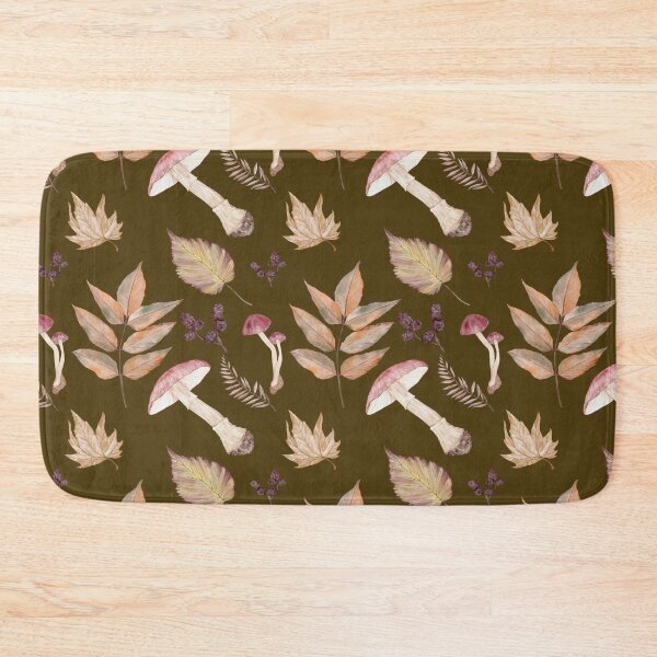 Item preview, Autumn pattern leaves and mushrooms designed and sold by Marcia Motivos.
