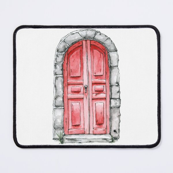 Item preview, Old Red Door Watercolor and Pen Illustration designed and sold by LadyKatieP.