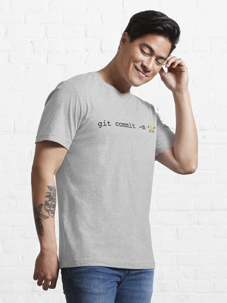 Alternate view of git commit prayer hands emoji Essential T-Shirt