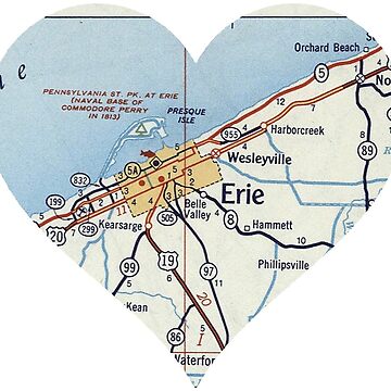 Artwork thumbnail, Erie PA Vintage Map by RepYourTown