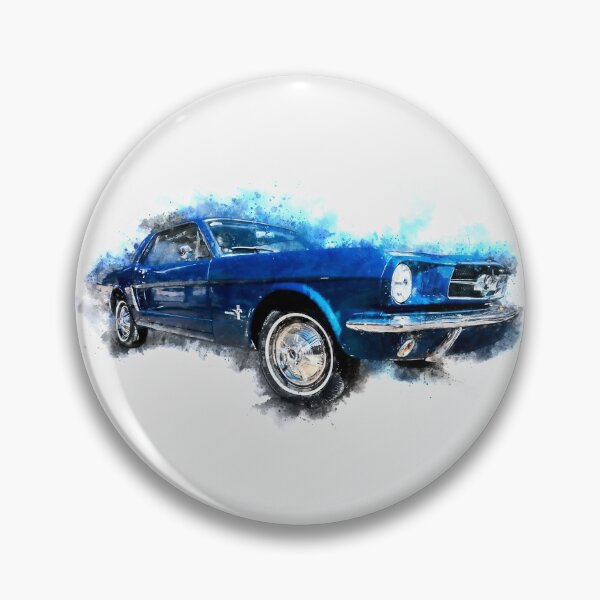 Item preview, Azul 1964 Ford Mustang Convertible Pony Acuarela designed and sold by Andreea Eva Herczegh.