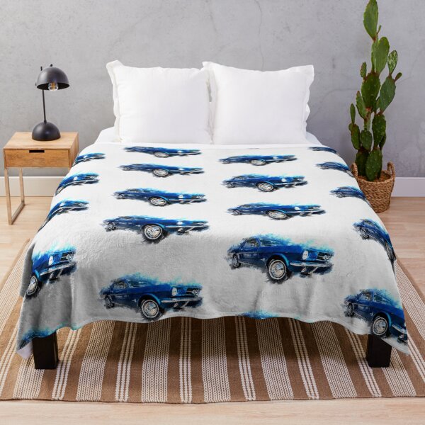 Item preview, Blue 1964 Ford Mustang Convertible Pony Watercolor  designed and sold by Andreea Eva Herczegh.