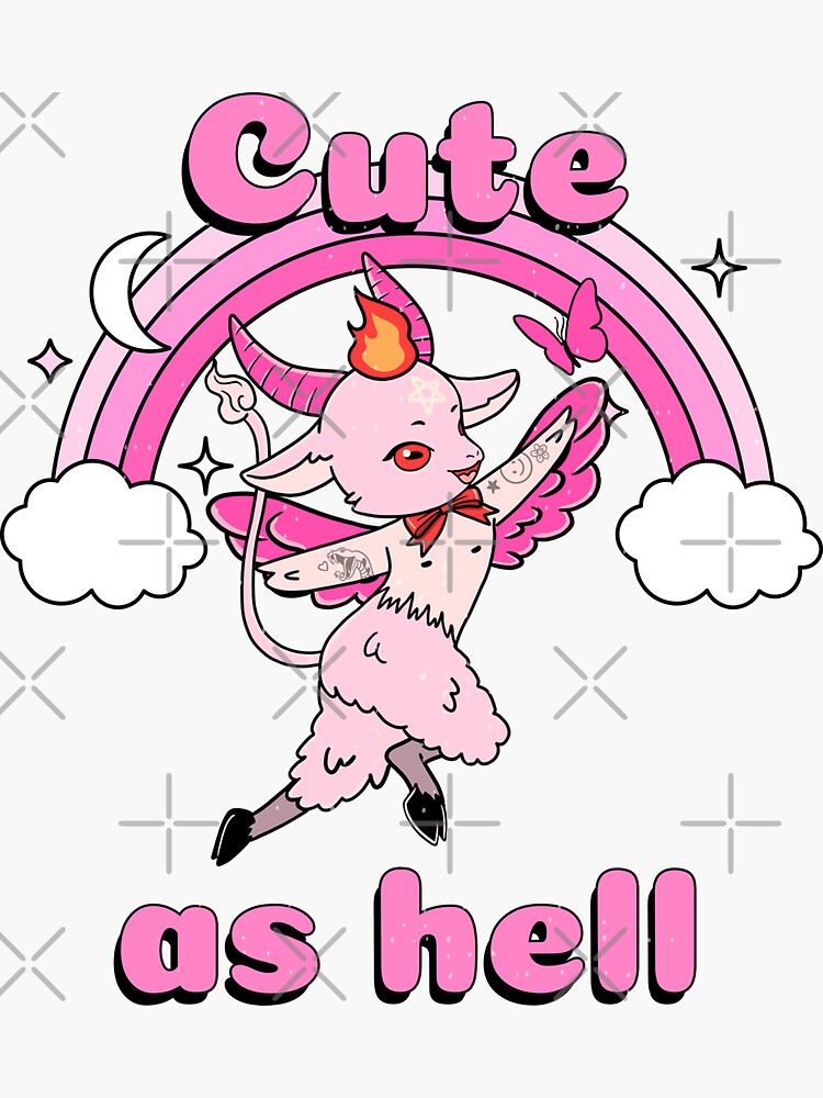 Cute As Hell Kawaii Anime Baphomet Goth Pastel Emo Pun Sticker By