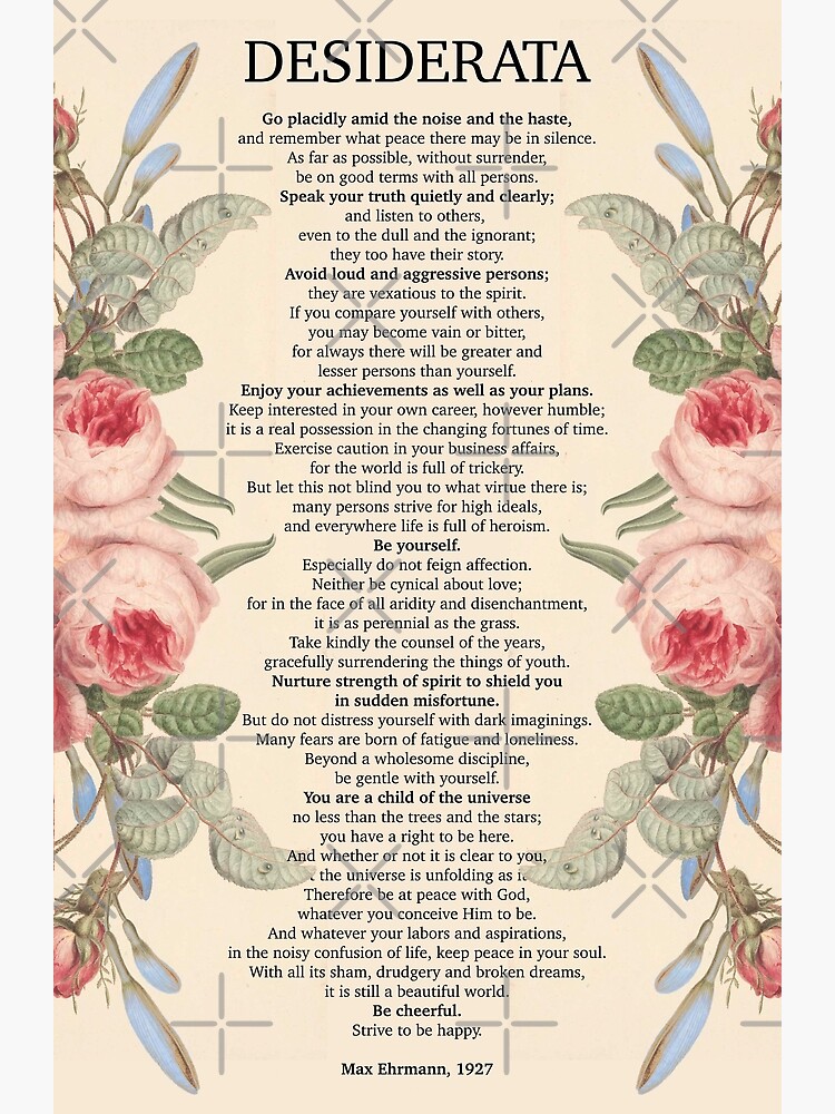  desiderata max ehrmann 1927 things to be desired poster for sale by