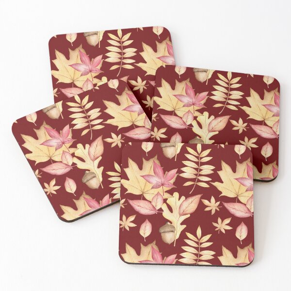 Item preview, Autumn leaves pattern - dark red background designed and sold by Marcia Motivos.