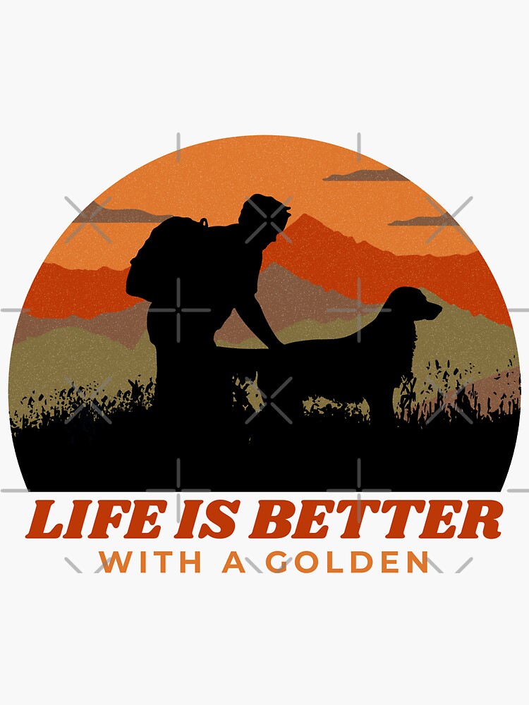 Thumbnail 3 von 3, Sticker, Das Leben ist schöner mit einem Golden Retriever-Vater designt und verkauft von Guarddogdrive.