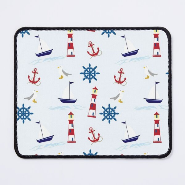 Item preview, Nautical Sea Ocean Pattern Print - Boat, Light House, Anchor Mixed Pattern designed and sold by silviaol.