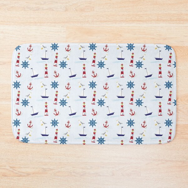 Item preview, Nautical Sea Ocean Pattern Print - Boat, Light House, Anchor Mixed Pattern designed and sold by silviaol.
