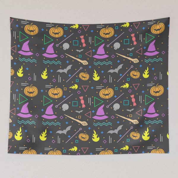 Item preview, Abstract Funny Scary Orange Pumpkins, Candy, Witch Hats, Bats Halloween Pattern Print designed and sold by silviaol.