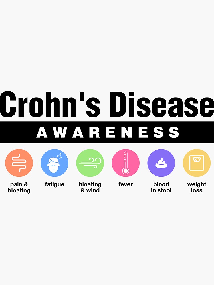 "Crohn's Disease Disability Awareness Symptoms" Sticker for Sale by