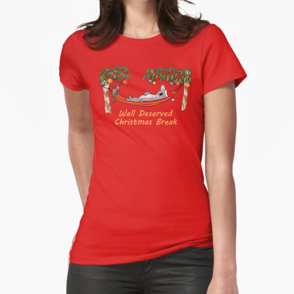 Koala Relaxing on its Hammock on a Well Deserved Christmas Break Fitted T-Shirt