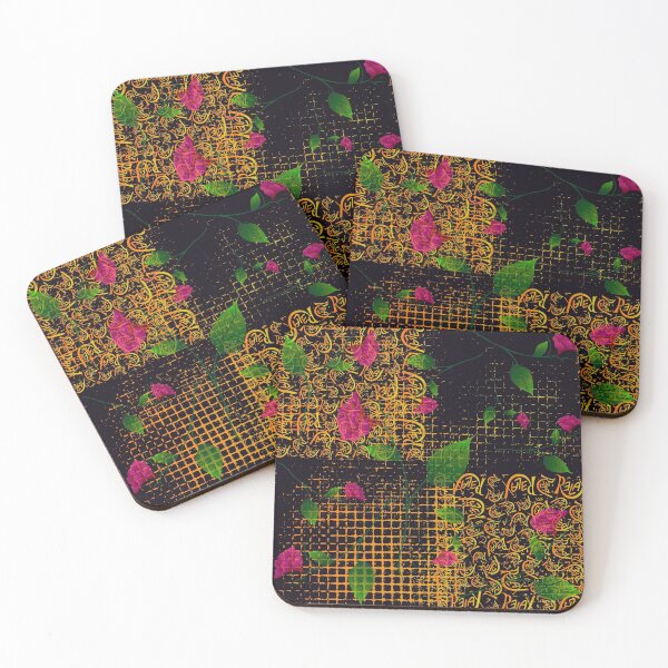 Item preview, Wild roses with golden word and different texture backround variant two designed and sold by crevettedesign.