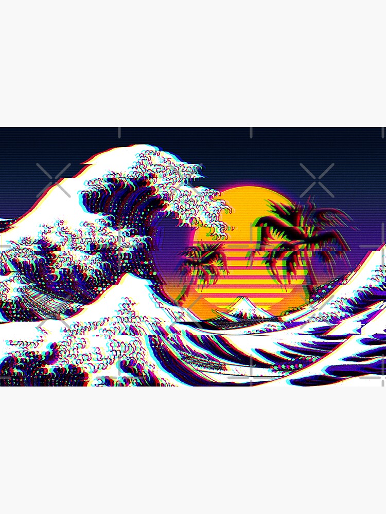 Great Wave Off Kanagawa Vaporwave Aesthetic Sticker For Sale By