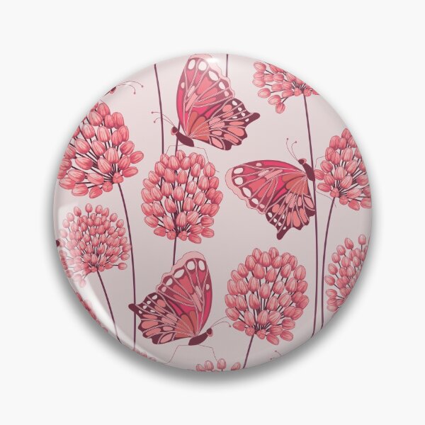 Item preview, Pink Allium and Butterflies designed and sold by Judit Gueth.