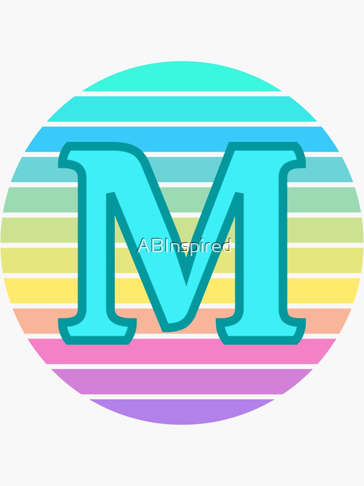 Initial M. Letter M. Monogram M. Colorful Stripe. M name. | Sticker