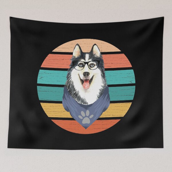 Item preview, Siberian Husky dog with glasses and bandana Retro  designed and sold by HStudioPrints.