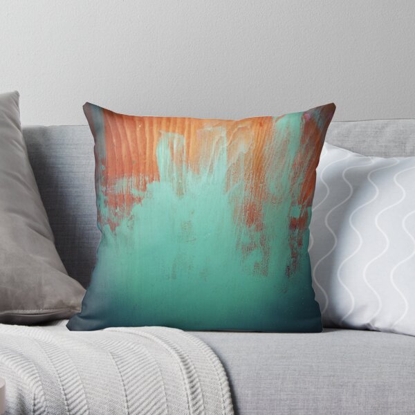Copper Teal Scratches Throw Pillow