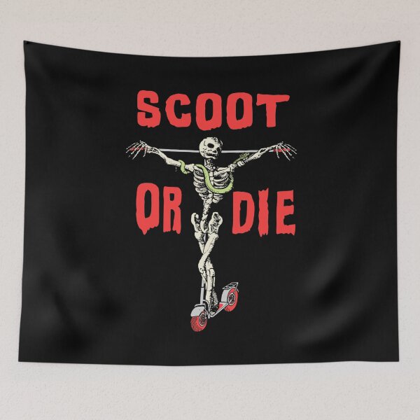Item preview, Scoot or Die Skeleton Scooter Meme Shirt Sticker  designed and sold by blueversion.