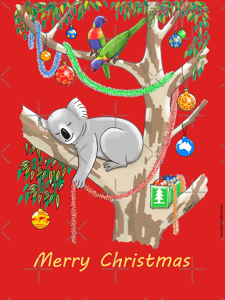 Sleepy Christmas Koala and Lorikeets by JumpingKangaroo
