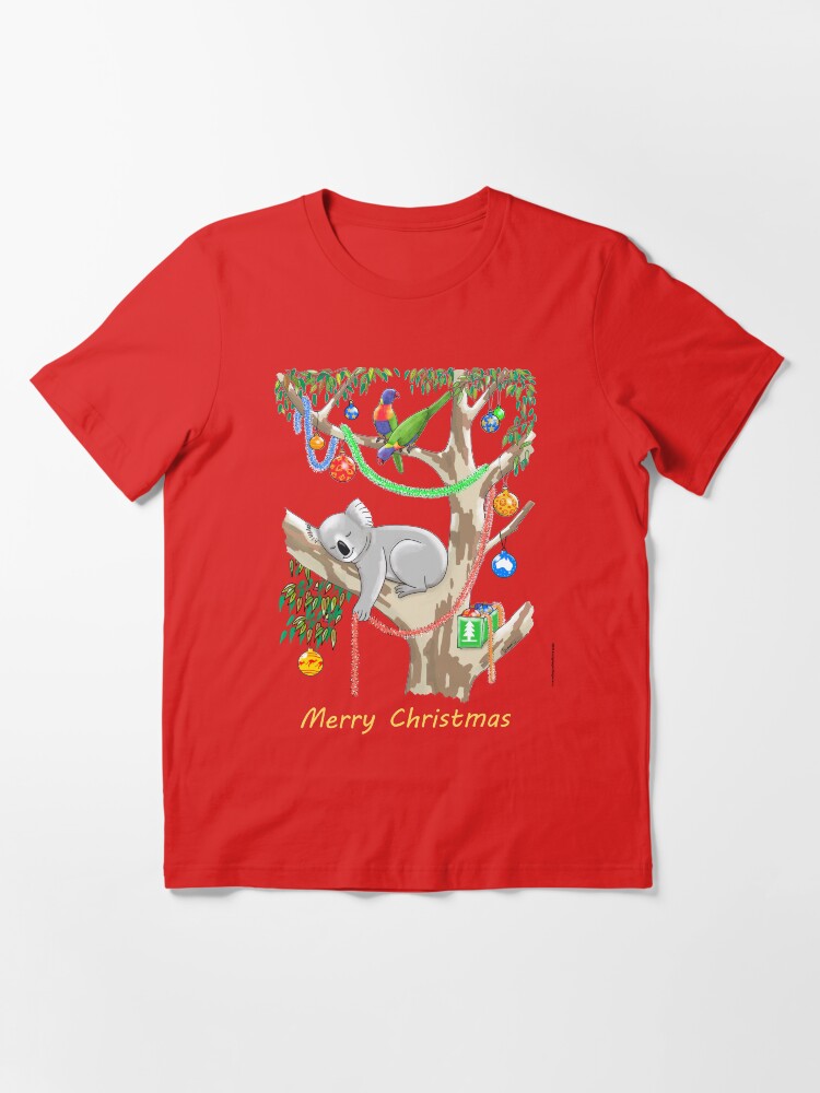 Alternate view of Sleepy Christmas Koala and Lorikeets Essential T-Shirt