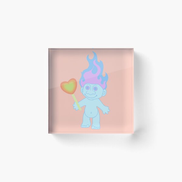 Item preview, troll doll flame hair with lollipop heart pastel graphic  designed and sold by FIGGITY FERN.
