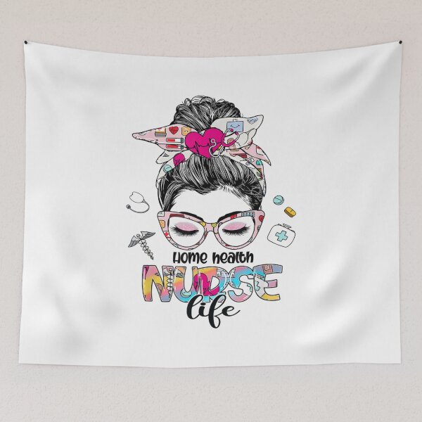 Item preview, Home Health Nurse Life Messy Bun Stethoscope Nursing designed and sold by TERRYCOXSHOP.