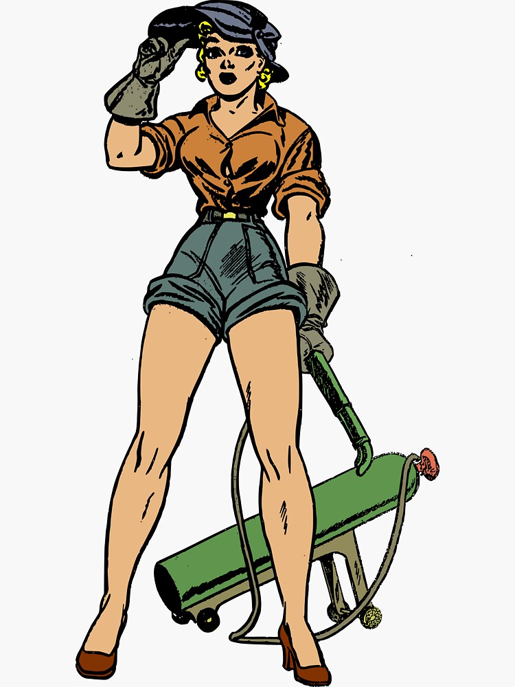 Vintage Sexy Welder Pin Up Girl Sticker By Pdgraphics Redbubble