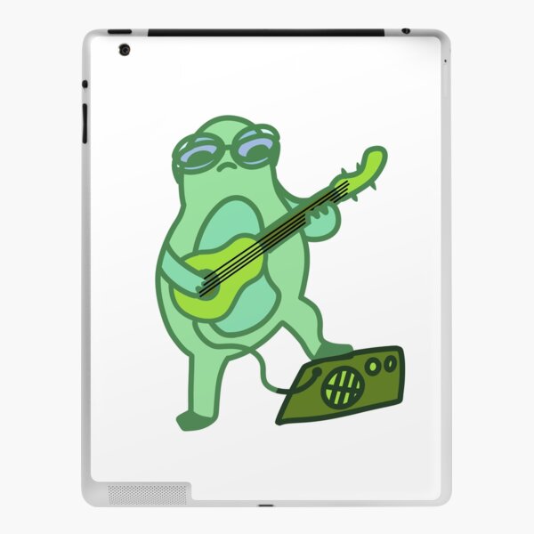 Kawaii frog with glasses playing guitar iPad Skin