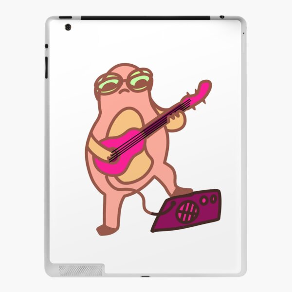 Kawaii frog with glasses playing guitar iPad Skin