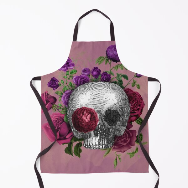 Item preview, Merry Death Gothic Halloween Skull with Roses - Pink Background designed and sold by barronangMedia.