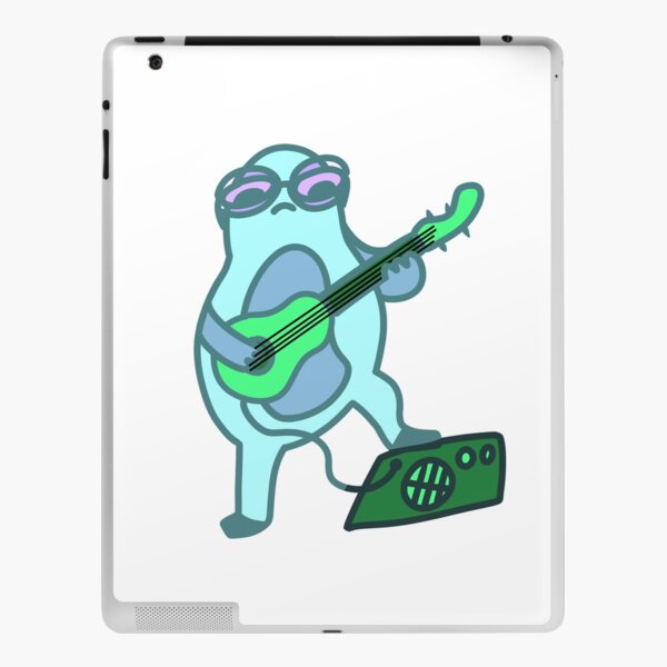 Kawaii frog with glasses playing guitar iPad Skin