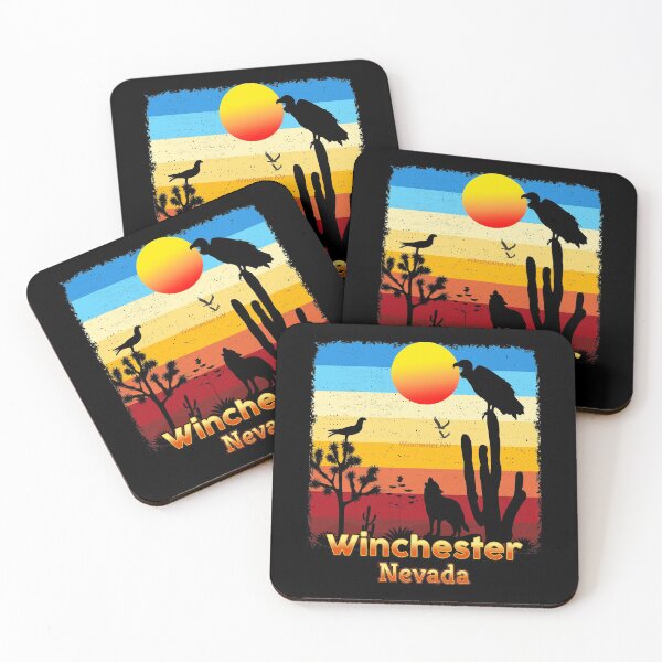 Item preview, Winchester Nevada NV  Cactus Vulture Coyote Sunset Retro Desert designed and sold by Cuatrocaminos.