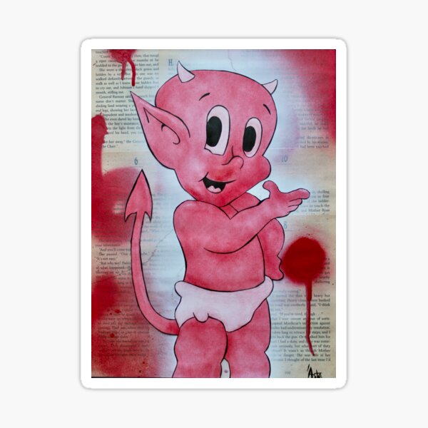 "Cute red devil spray paint" Sticker by astakatrinag Redbubble