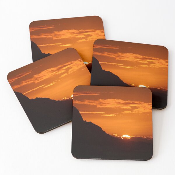 Item preview, Tangerine-Orange Tropical Sunset Over Mountain designed and sold by DEC02.