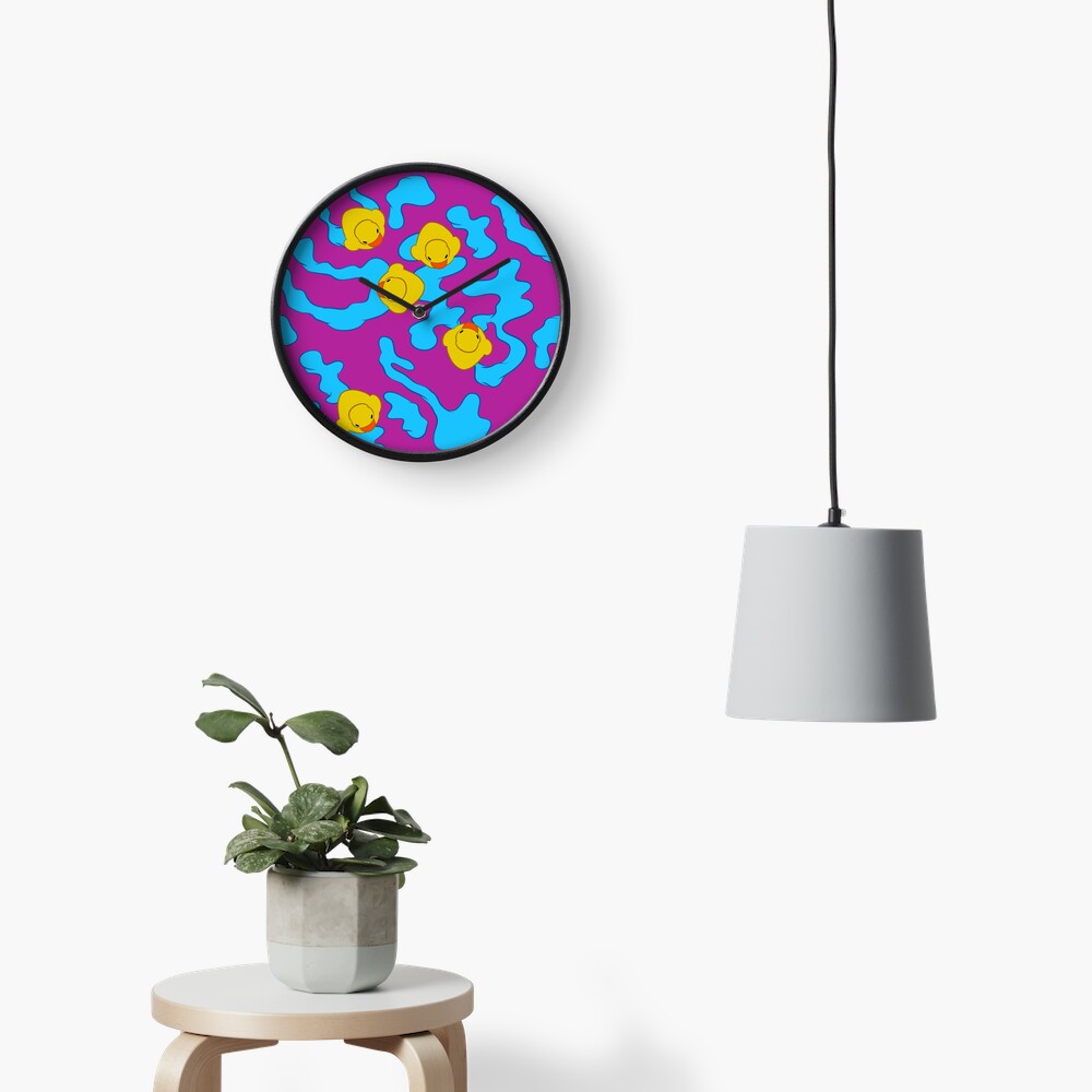 Rubber ducks on purple Clock
